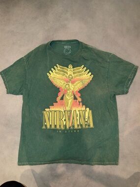nirvana in utero graphic tee green oversized grunge band shirt